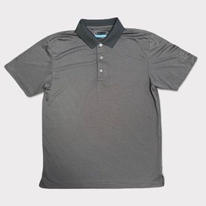 PGA Champions Tour Polo Golf Men’s Shirt M Grey Striped Polyester